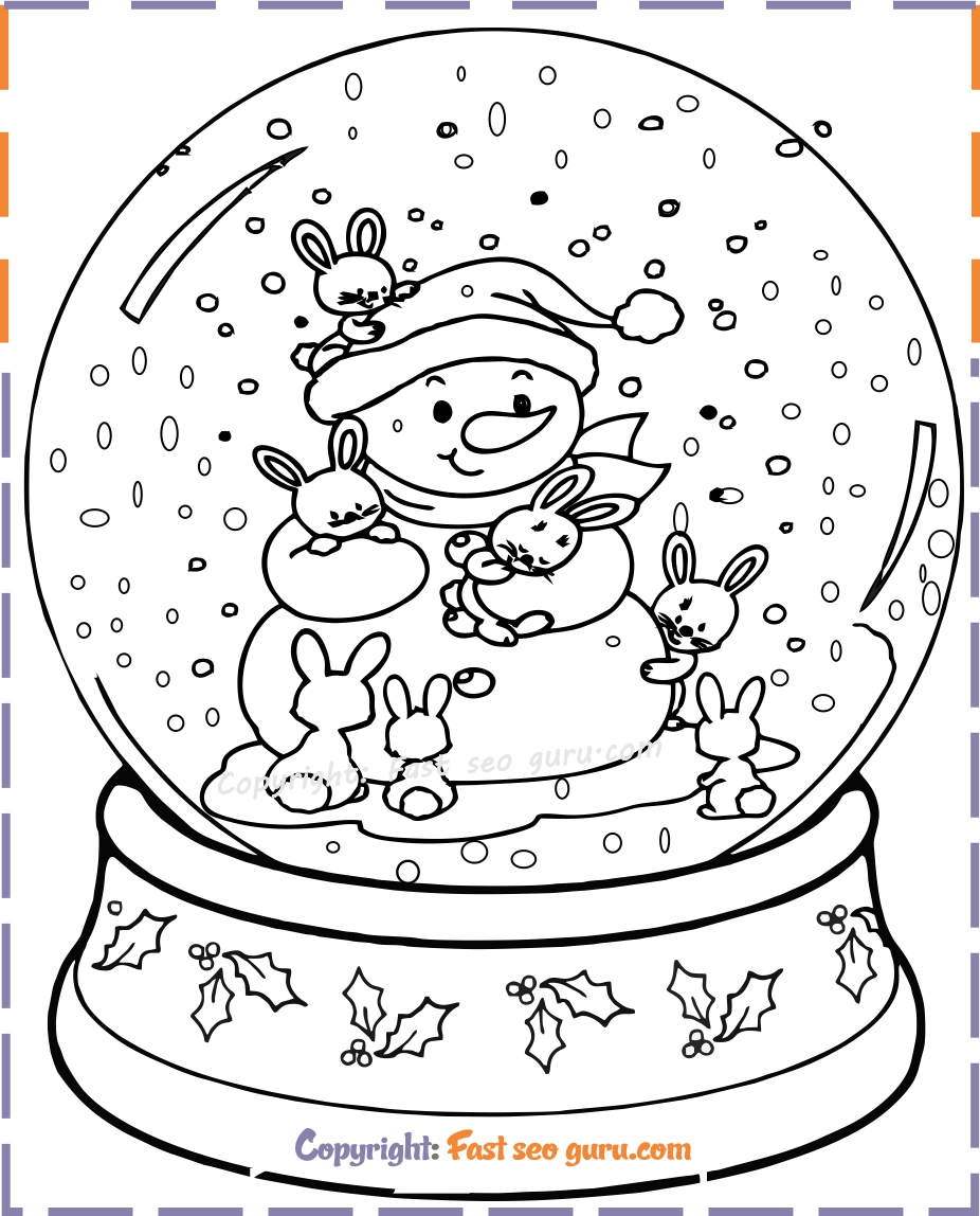 Christmas snowman globe kids coloring pages